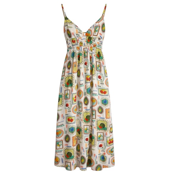 Inspired Hearts Dresses & Skirts - Colorfull Fruit Print Midi Dress Resort Sundress Strappy M